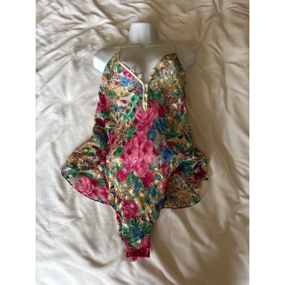 Victorias Secret Gold Label Floral Paisley Halter Bodysuit Size Medium